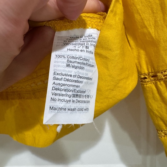 J.Crew gold Yellow Eyelet Ruffle Popover bib Blouse Top Shirt - Picture 8 of 10